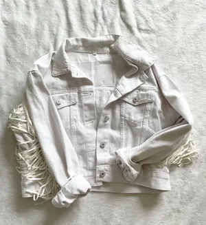 White Mama Fringe Jean Jacket thumbnail 5