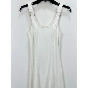Madewell Denim Scoopneck Midi Dress Pure White Wash A Line Minimalist XXS NWT thumbnail 9