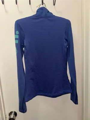 Nike Women’s Navy Blue Quarter-Zip Long Sleeve Top with Teal Accents thumbnail 3