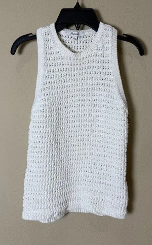 Madewell Chunky Open Knit Tank Top Sweater Size Small White Cream thumbnail 1