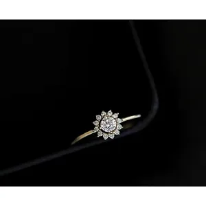 14k Gold Filled Micro Simulated Diamond Sunflower Ring‎ Size 7 thumbnail 4