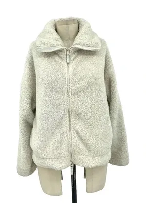 Free People Movement Dazed High Neck Full Zip Sherpa Fleece Jacket Ivory Size XS thumbnail 1