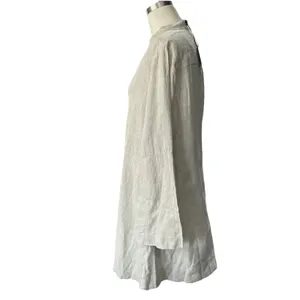 NWT Tuckernuck Tatum Linen Dress Small Beige Natural Shift Mini Long Sleeve thumbnail 5