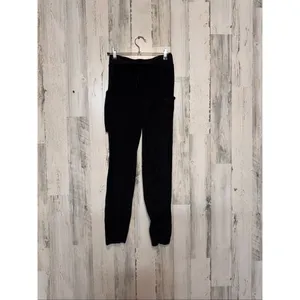 Black Jogger Pants Womens XS Elastic Drawstring Waist Soft Knit Sweatpants with thumbnail 2