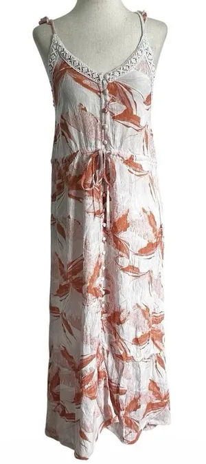 Roxy Hot Summer Lands Maxi Dress Spaghetti Strap Jungle Boogie Floral XS | 30-6 thumbnail 1
