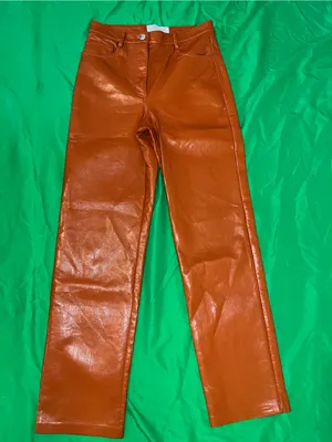 Wilfred The Melina High-Rise Faux Leather Straight Leg Jeans Rust Orange size 4 thumbnail 3
