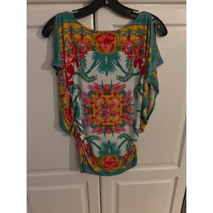 Moa Moa Women's Medium Floral Print Blouse Top‎ Colorful thumbnail 6