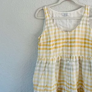 Madewell Yellow Gingham Tiered Mini Dress thumbnail 4