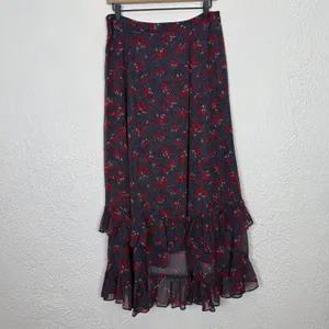 Boden Coraline Floral Ruffle Midi Skirt Boho Flowy Size 8 thumbnail 4