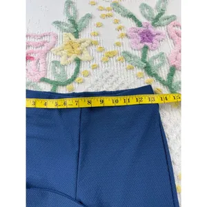 Legacy XXS Blue Textured Jacquard Pull On High Rise Straight Leg‎ Pants A474586 thumbnail 4