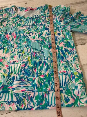Lilly Pulitzer Jansen Lightweight Sweatshirt Blue Ibiza Cabana Cocktail thumbnail 10