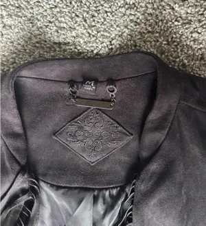Jou Jou Black Suede Frindge Jacket Size M thumbnail 4