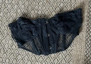 Urban Outfitters OU Black Lace Corset Bustier Top Size Medium thumbnail 1