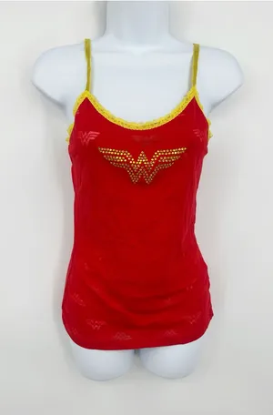 American Vintage Y2K Red Wonder Women Camisole Tank Top Size Medium Rhinestone thumbnail 1