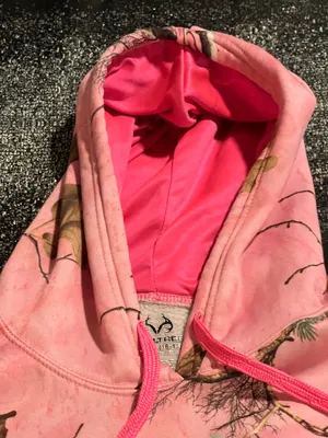 Womens XL16/18 Realtree Pink Camo Performance Pullover Fleece Hoodie thumbnail 6