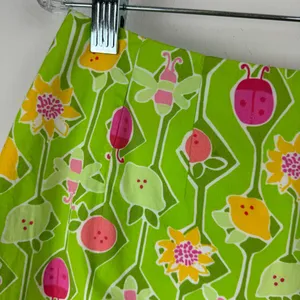 Vtg Lilly Pulitzer Green Floral Spring Mini Skirt Sz 10 Lime Lemon Ladybug thumbnail 7