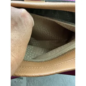 Kate Spade New York‎ Pebbled Leather Colorblock Tote Bag Tan Red Purple thumbnail 9