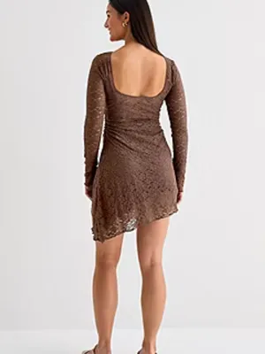 Forever 21 Lace Long-Sleeve Fit & Flare Dress thumbnail 3