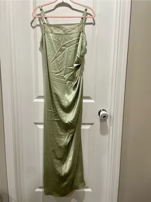 Reformation Vesper Satin Midi Dress Salvia Sage Green Cocktail Party Size 12 thumbnail 5