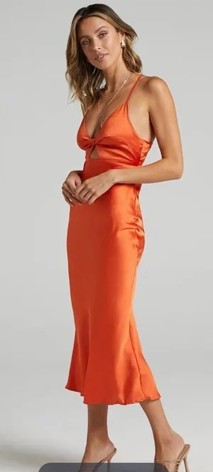 Reverse Stella Orange Midi Dress thumbnail 2