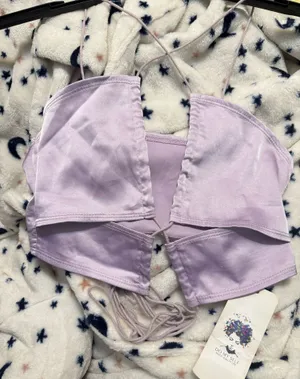 Silky Lavender Tie Up Top Purple thumbnail 1