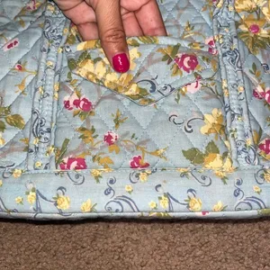 Floral‎ Quilted Mini Tote Bag Cotton Cottagecore Shabby Chic Prairie Blue Small thumbnail 3