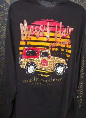 Simply Southern Black Long Sleeve Tee with Jeep Design thumbnail 1