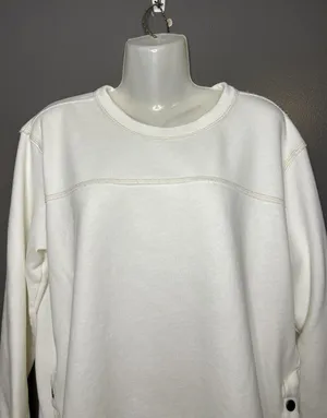 Abercrombie & Fitch Sweatshirt Womens Medium White Soft A&F Fleece Side Snap thumbnail 1