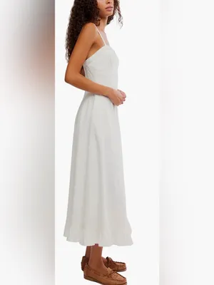 NEW Free People Another Season Midi white Dress sz L thumbnail 3