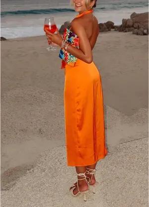 Vestique Orange satin two piece set thumbnail 2