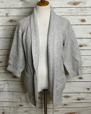 Vince lagenlook wool/cashmere grey chunky textured open cardigan sweater Size XS thumbnail 1