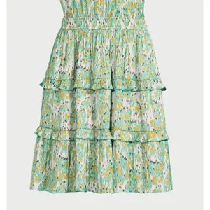 Scoop Womens Dress Sz XS Blurred Ikat Satin Ruffle Mini Cap Sleeve Cottagecore thumbnail 8