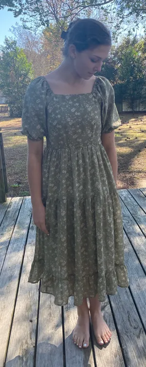 Green MikaRose square neck maxi Dress thumbnail 1