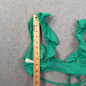 Aerie Scoop Ruffle Triangle Swim Top Women's Medium Green Tie Back Bikini NEW thumbnail 8