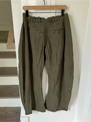 Free People Spotlight Washed Barrel Chino Trousers Pants in Dusty Olive NWT thumbnail 4