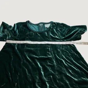 Maeve Anthropologie Forest Green Crushed Velvet Sheer Back Top Small thumbnail 5