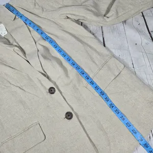 A New Day Womens Linen Blend Blazer Beige Tan Two Button‎ Jacket Size M thumbnail 7