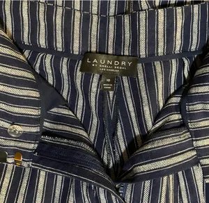 Laundry by Shelli Segal Navy & White Striped Wide Leg Pants thumbnail 4