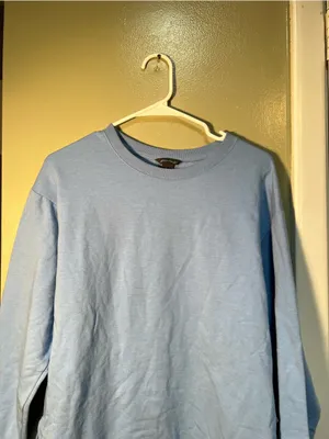 Eddie Bauer Women's Size Small Crewneck Sweatshirt‎ Light Blue Slit Sides Fleece thumbnail 2