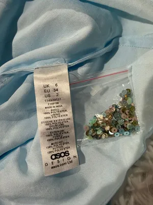 NEW Asos Design Sequin Boat Mini Slip Dress in Blue Size 2 thumbnail 6