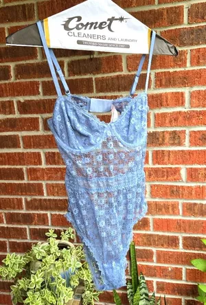 Victoria’s Secret lace blue bodysuit L thumbnail 1