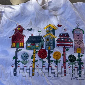 Vintage Bird Houses 1995 Vicki Melhart Single Stitch T Shirt Size L USA Made thumbnail 10