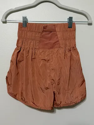 Free People Movement The Way Home Shorts XS High Rise Smocked Terracotta Orange thumbnail 6
