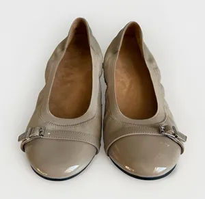Vionic Neva Women's US 9 Taupe Suede Patent Cap Toe Buckle Ballet Flats thumbnail 1