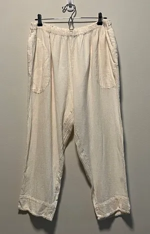 OH MY GAUZE! Cream Elastic Waist Cropped Pants, 100% Cotton, Size 2 (L/XL) thumbnail 1