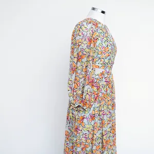 Maje - ‎ Orange Blue Hibiscus Cut Out Maxi Dress thumbnail 11