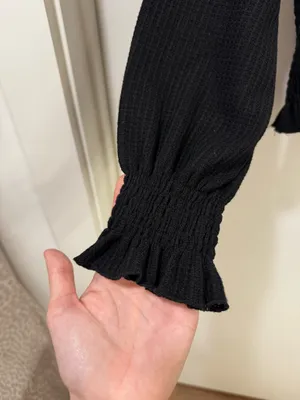 Altar’d State Black Long Sleeve Ruffle Top thumbnail 4