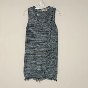 Anthropologie Holding‎ Horses Tweed Fringed Sweater Dress Sleeveless Blue XS thumbnail 2