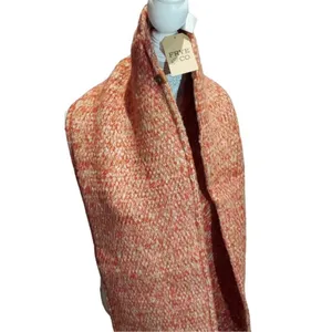 NWT Frye & Co Orange Tan Cream Knit Infinity Scarf Cozy Winter Wrap OS thumbnail 2