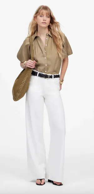 Madewell Superwide Leg Jeans Airy Denim Tile White High Rise Relaxed US 28 NWT thumbnail 1